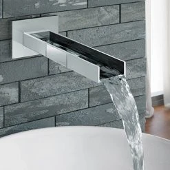 Milan Modern Wall Mounted Waterfall Basin/Bath Spout - Chrome