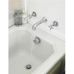 Old London - Chrome Edwardian Wall Mounted Bath Spout and Stop Taps - LDN319 -LuxTaps Store Old London LDN319 D1N 375