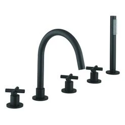 Crosswater MPRO Crosshead Matt Black 5 Hole Set Bath Shower Mixer - PRC450DM