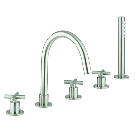 Crosswater MPRO Crosshead Brushed Stainless Steel 5 Hole Set Bath Shower Mixer - PRC450DV 3 Crosswater MPRO Crosshead Brushed Stainless Steel 5 Hole Set Bath Shower Mixer - PRC450DV