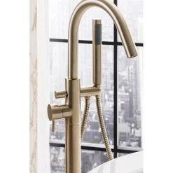 Crosswater MPRO Floor Mounted Freestanding Bath Shower Mixer - Brushed Brass - PRO416FF -LuxTaps Store PRO416FF D2 460