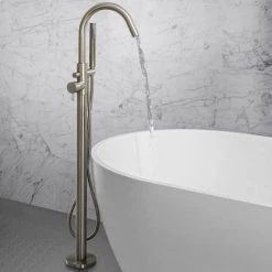Crosswater MPRO Floor Mounted Freestanding Bath Shower Mixer - Brushed Stainless Steel - PRO416FV -LuxTaps Store PRO416FV D3 460