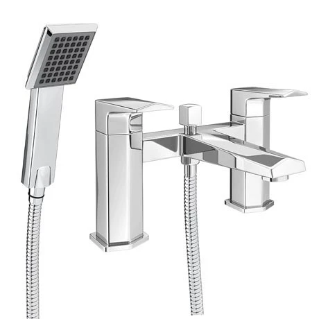 Venice Modern Geometric Bath Shower Mixer Tap + Shower Kit 2 Venice Modern Geometric Bath Shower Mixer Tap + Shower Kit
