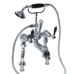 Imperial Radcliffe Chrome Deck Mounted Bath Shower Mixer with Black Levers