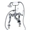 Imperial Radcliffe Chrome Deck Mounted Bath Shower Mixer with White Levers -LuxTaps Store RADBSMDMWCP P