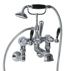Imperial Radcliffe Chrome Wall Mounted Bath Shower Mixer with Black Levers