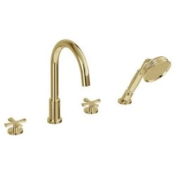 Burlington Riviera Art Deco Gold 4 Hole Bath Shower Mixer