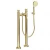 Burlington Riviera Art Deco Gold Freestanding Bath Shower Mixer with Kit -LuxTaps Store RIV415 GOLD P