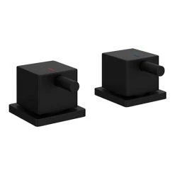 Arezzo Square Matt Black 3/4" Deck Bath Side Valves (Pair)