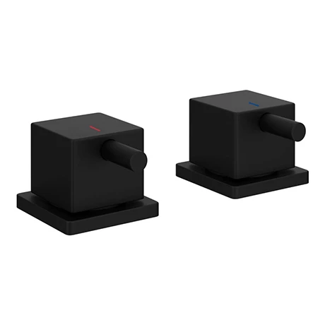 Arezzo Square Matt Black 3/4" Deck Bath Side Valves (Pair) 3 Arezzo Square Matt Black 3/4" Deck Bath Side Valves (Pair)
