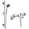 Modern Chrome Thermostatic Bath Shower Mixer Tap + Slider Shower Rail Kit 2 Modern Chrome Thermostatic Bath Shower Mixer Tap + Slider Shower Rail Kit -LuxTaps Store ST0401 NP