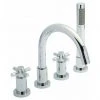 Hudson Reed - Tec Crosshead 4 Tap Hole Bath Mixer with swivel spout, shower kit & hose retainer -LuxTaps Store TEX334SPR04 P