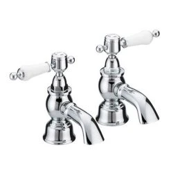 Heritage - Glastonbury Bath Pillar Taps - Chrome - TGRC01