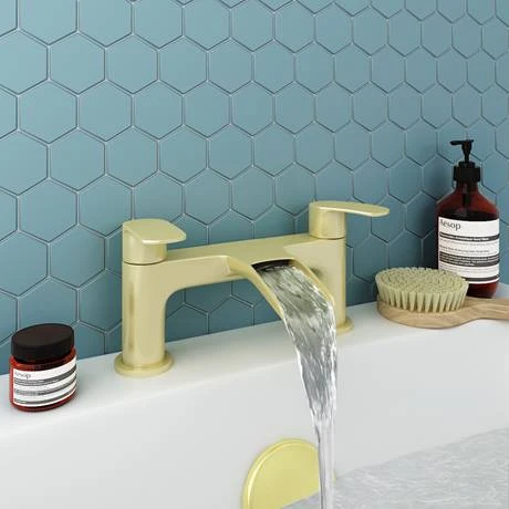 Valencia Brushed Brass Waterfall Bath Filler 4 Valencia Brushed Brass Waterfall Bath Filler - Image 2
