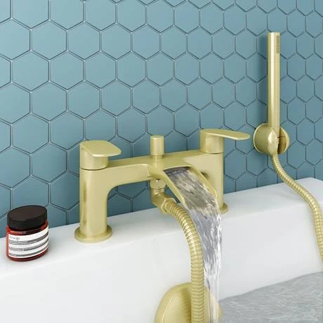 Valencia Brushed Brass Waterfall Bath Shower Mixer incl. Shower Kit 4 Valencia Brushed Brass Waterfall Bath Shower Mixer incl. Shower Kit - Image 2