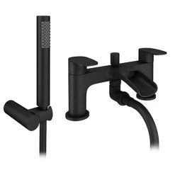Valencia Matt Black Waterfall Bath Shower Mixer incl. Shower Kit