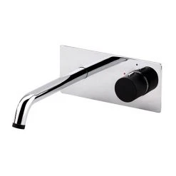 Venice Modern Round Wall Mounted Bath or Basin Mixer - Chrome / Matt Black